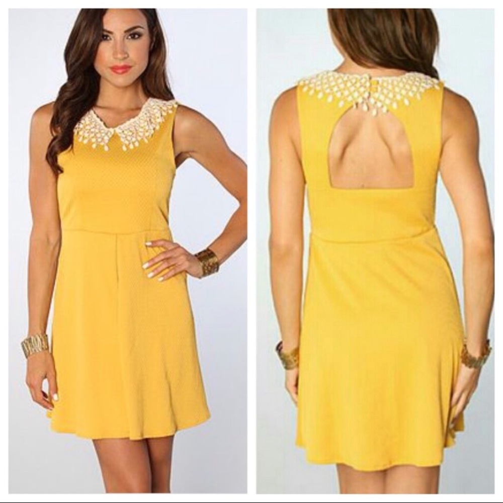 Free People Mustard Open Back Dress